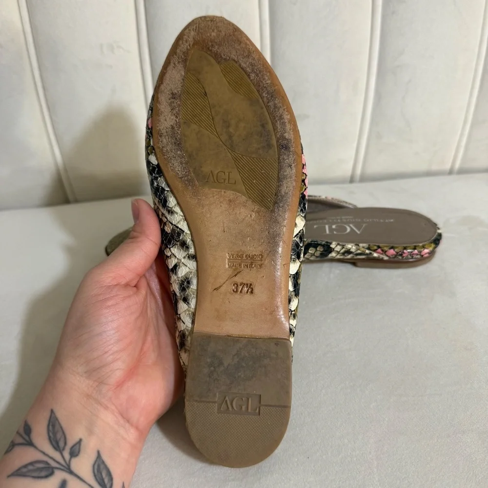 💗 Chic Pink & Brown AGL Mules– Size 37.5 🤎 - Picture 7 of 11